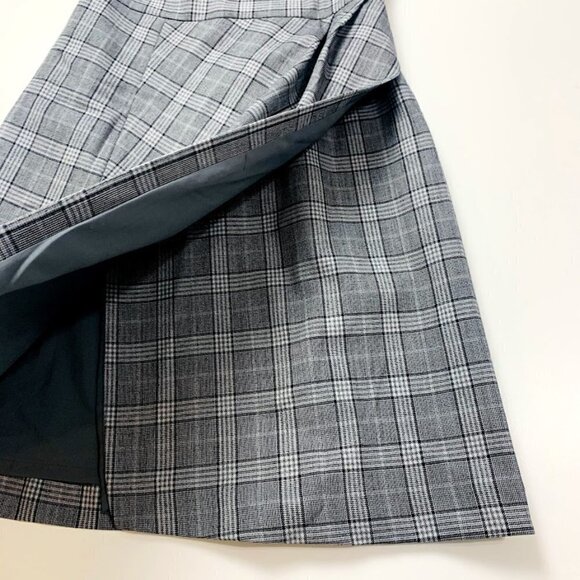 Banana Republic Dress Wool Plaid Houndstooth Wrap Windowpane Black White Busines - Picture 6 of 12